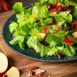 Herbstlicher Blattsalat mit Äpfeln und Datteln Herbstlicher Blattsalat