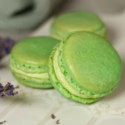 Macarons selber backen: Französisches Rezept mit Füßchen Bunte Macarons selber backen: Mit zarter Schale und cremiger Füllung auf einem Teller angerichtet.
