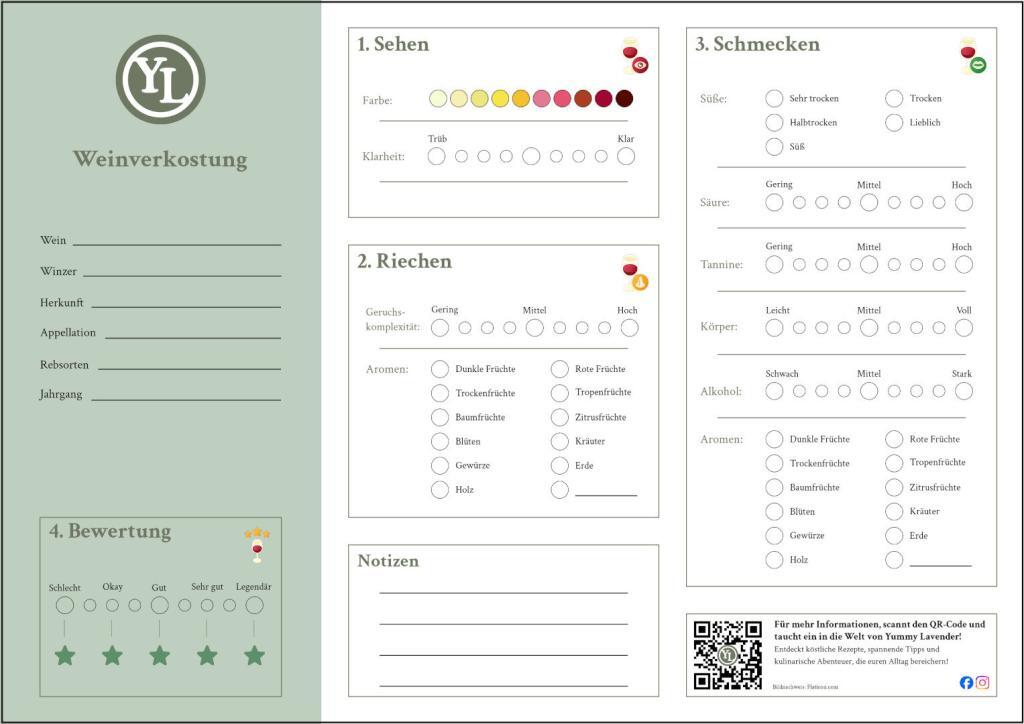 Verkostungsbogen für die Weinprobe