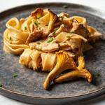 Putengeschnetzeltes mit frischen Pfifferlingen und Bandnudeln