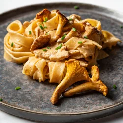 Putengeschnetzeltes mit frischen Pfifferlingen und Bandnudeln Putengeschnetzeltes mit frischen Pfifferlingen und Bandnudeln